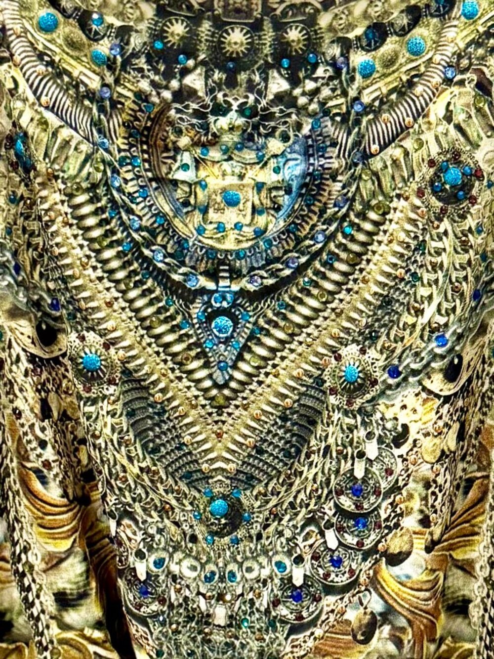 Camilla Blue, Teal and Gold Printed Mini Dress - Picture 6 of 9